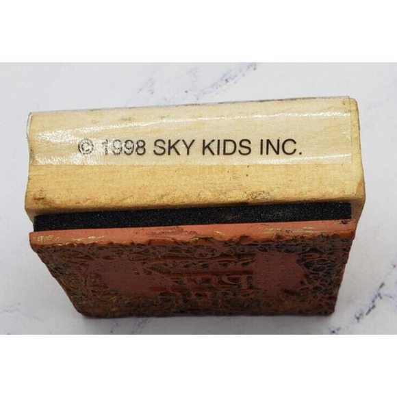 Hugs and Kisses Floral Wood Mounted Rubber Stamp 1998 Sky Kids Wooden Stamp - Picture 4 of 8